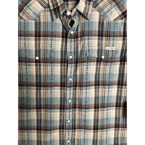 Lucky Brand Western Work Shirt Men's Small Snap Button Short Sleeve NEW - Picture 4 of 9